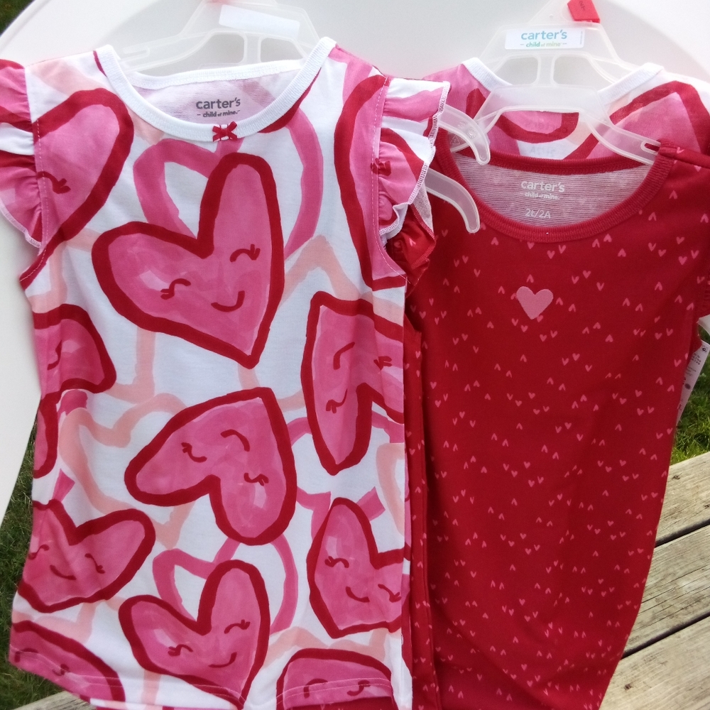 Toddler Girl Ruffled Hearts Nightgown 2-Pack Carter's Child of Mine Size 2T 2 T - Picture 4 of 8